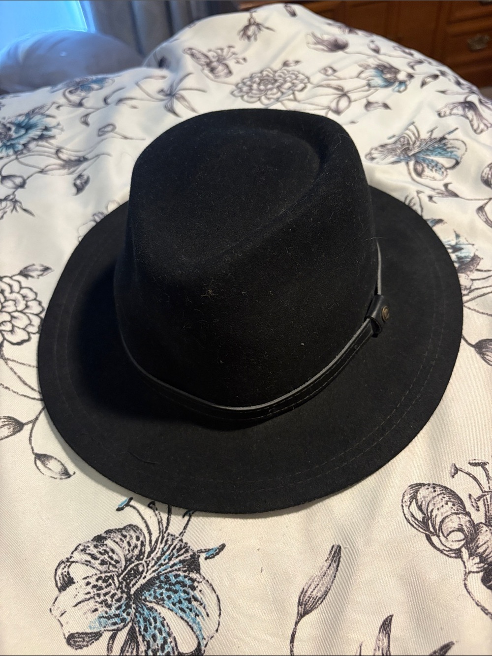Classic Black Wool Fedora Hat - Women